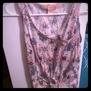 Floral Pink Tank Top With Tie Bottom!!